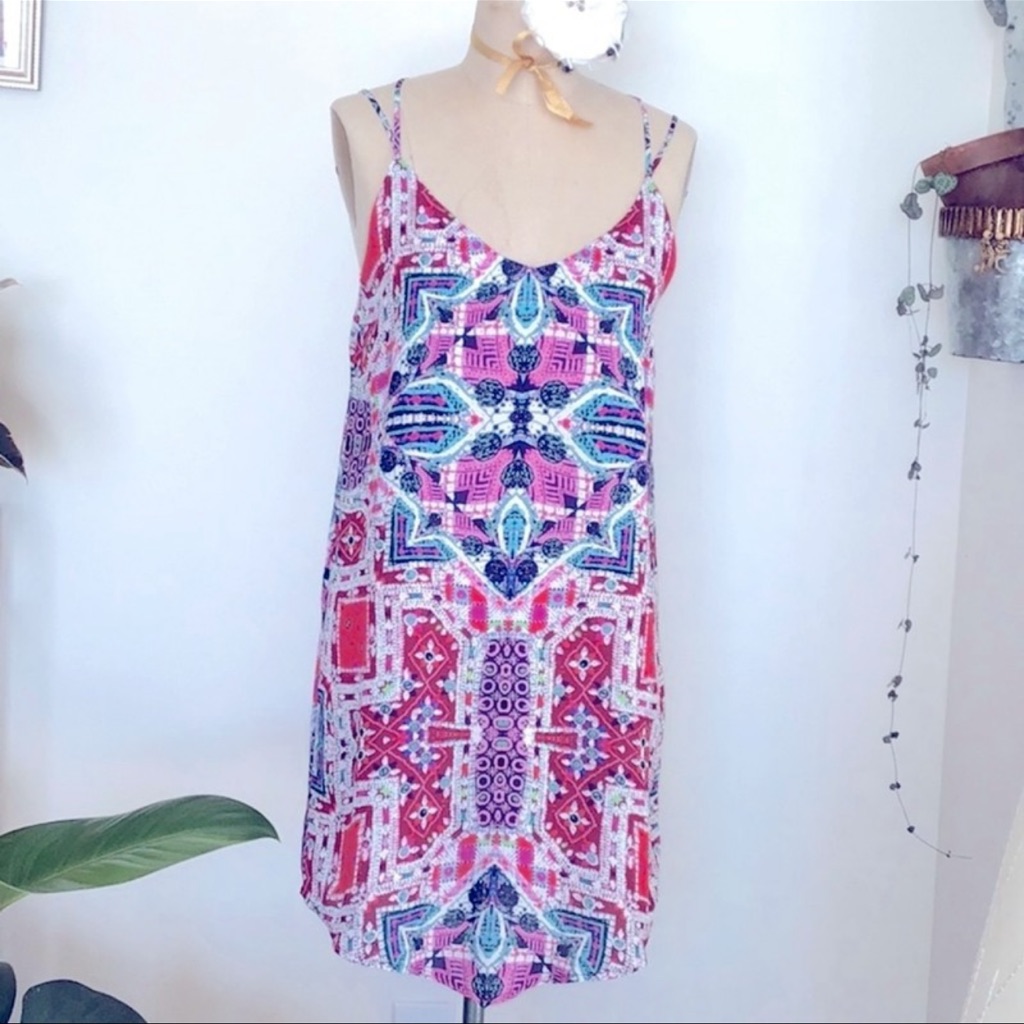 Brand New Eight Sixty Designer Brand Colorful Summer Boho Mini Dress 155